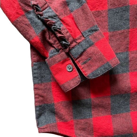 BANANA REPUBLIC Buffalo Plaid Long Sleeve Button Down Shirt Red Gray medium - Picture 3 of 5
